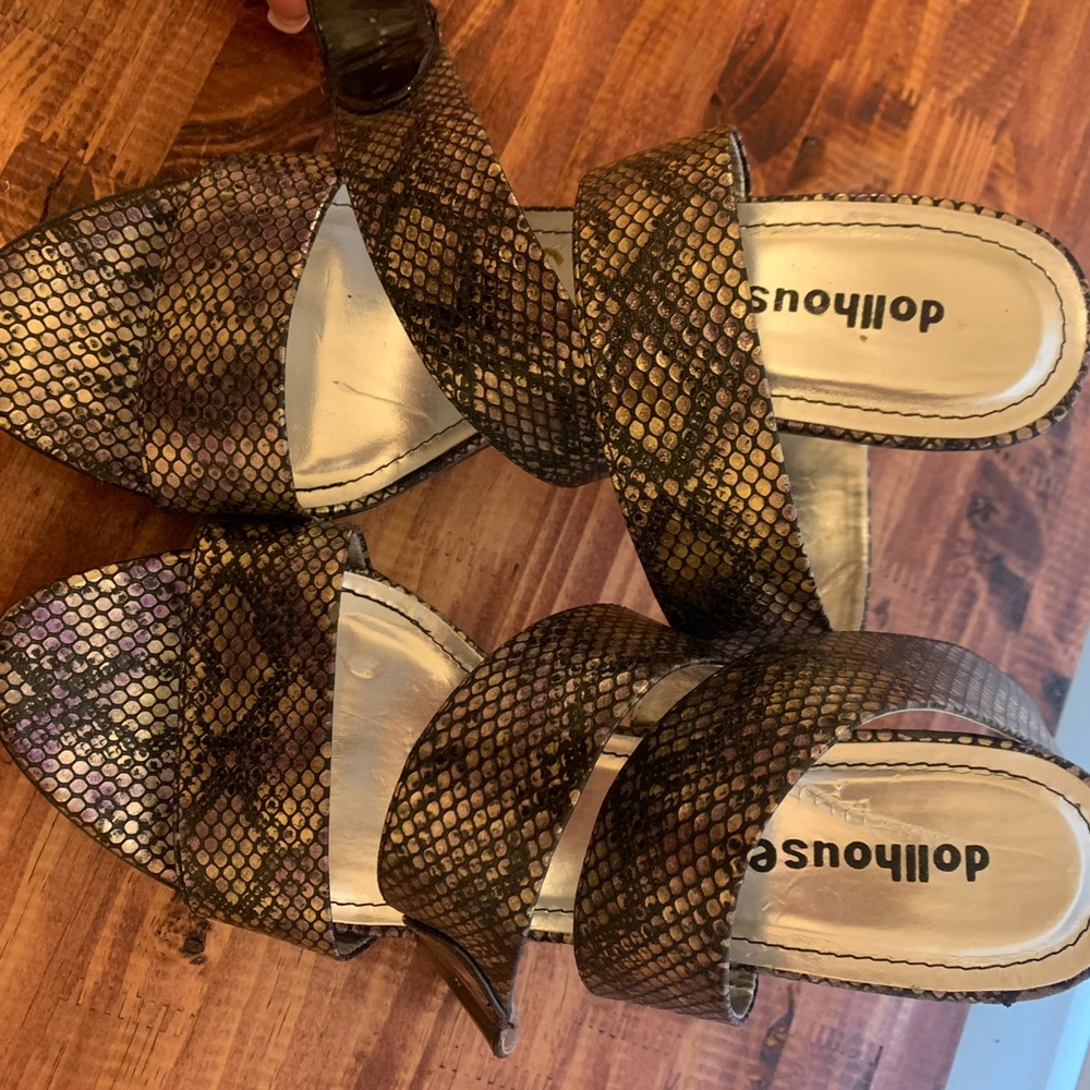 Metallic Python Print, Never Worn Ankle Wrap Heel… - image 3